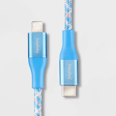 Heyday Lightning To Usb C Braided Cable, 6 ft, Tranquil Blue