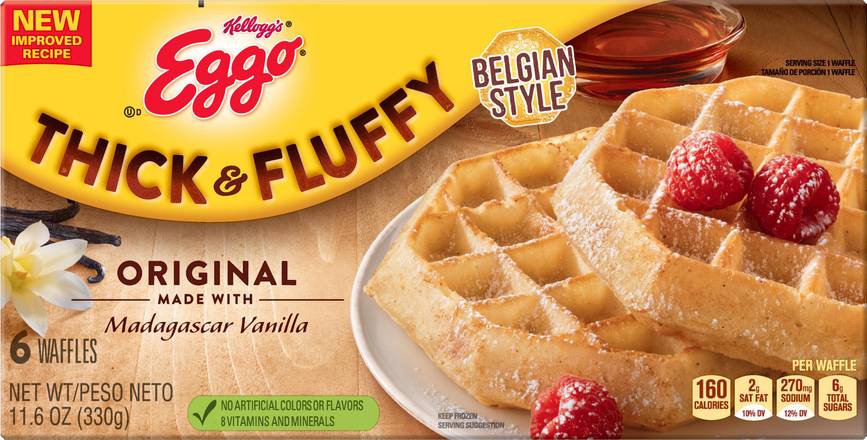 Eggo Kellogg's Thick and Fluffy Belgian Style Waffles (6 ct)