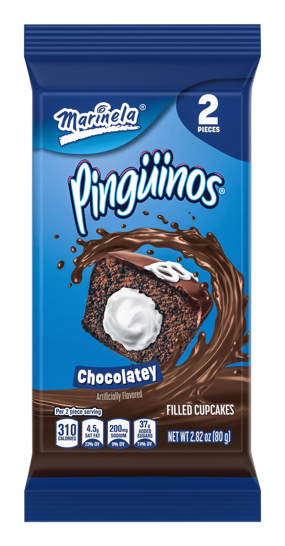 Marinela Pinguinos Creme-Filled Cupcakes, Chocolate (2.82 oz, 2 ct)