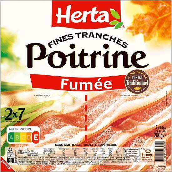 Fines tranches, poitrine fumée (2 x 7 tranches fines) - herta - 200g