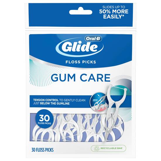 Oral-B Glide Gum Care Dental Floss Picks For Back Teeth (30 ct)