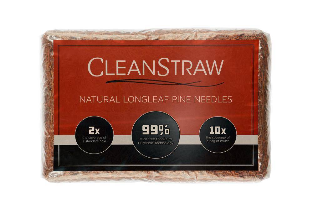 CleanStraw  Long Leaf Bagged Pine Straw - Natural Pine Needles, 80 sq. ft. Coverage, No Mess, Erosion Control, Equal to 2 Square Bales | 2001