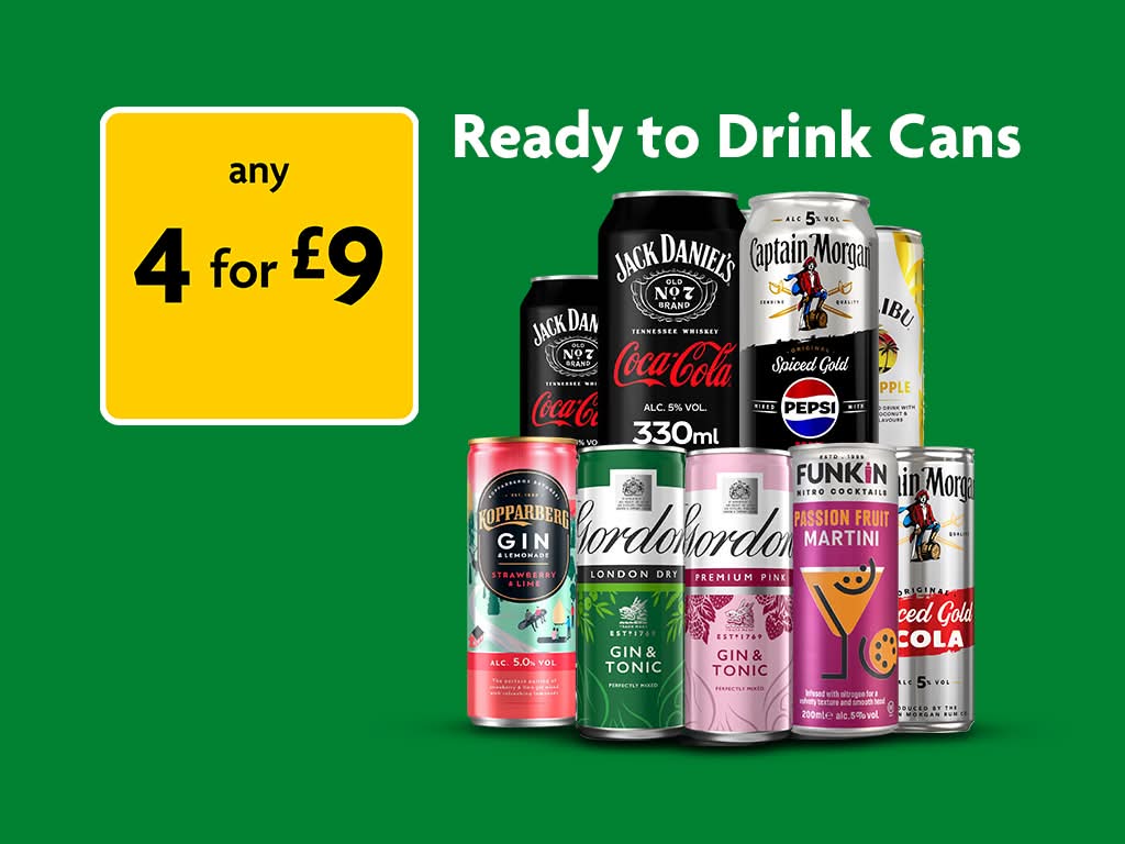 4 for £9 Premixed Cans