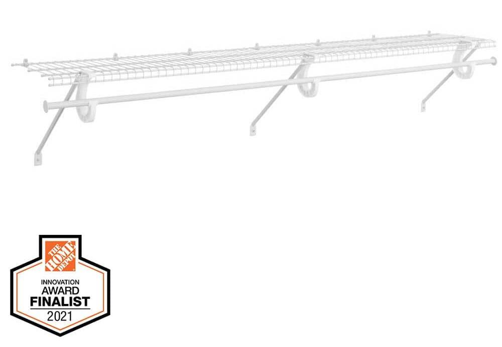 Everbilt Fixed Mount Kit With Closet Rod Adjustable Wire Closet System, 72.82x12 in, White