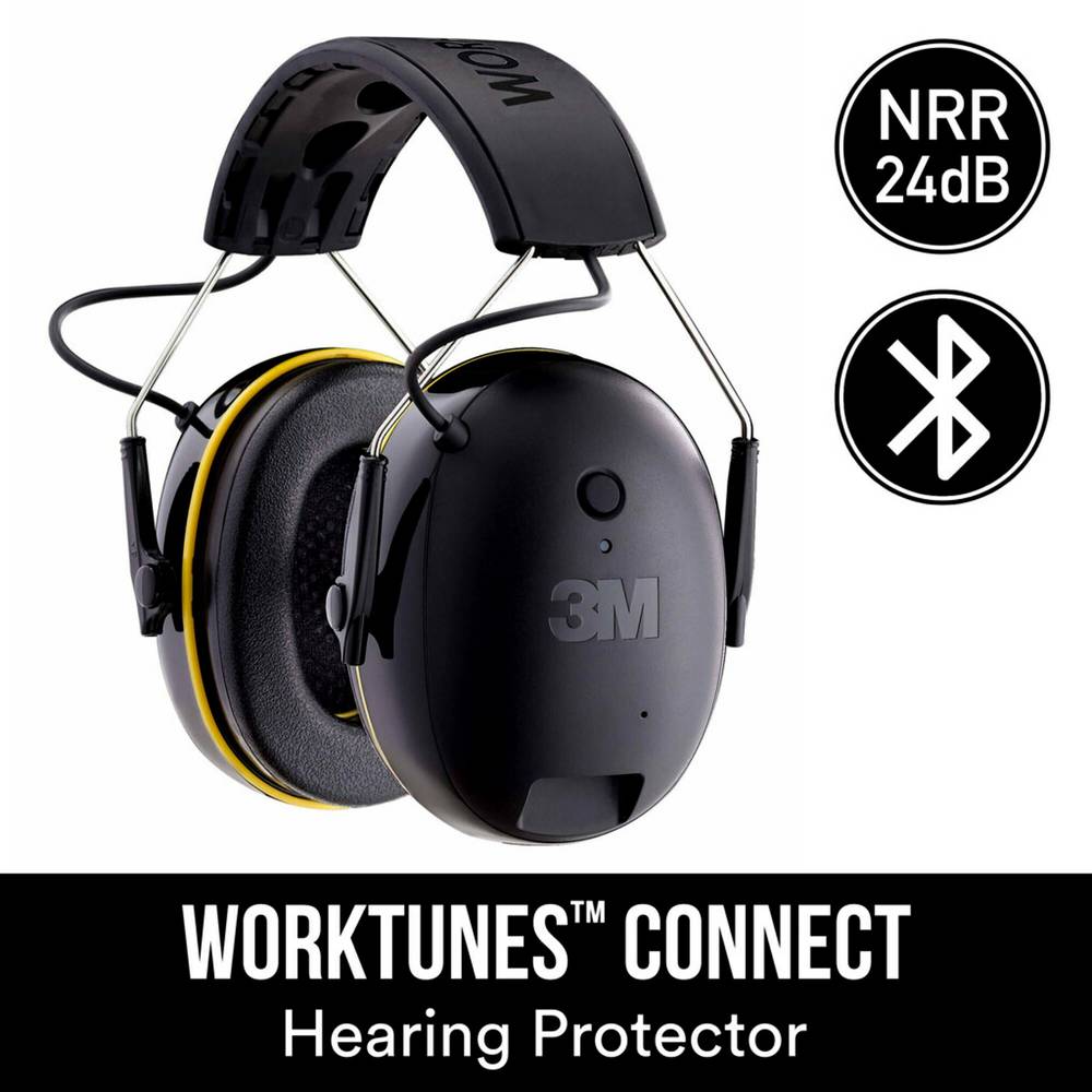 3M WorkTunes Connect Reusable Hearing Protection Earmuffs Bluetooth Compatibility 24 dB Noise Reduction Rating | 90543H1-DC-PS