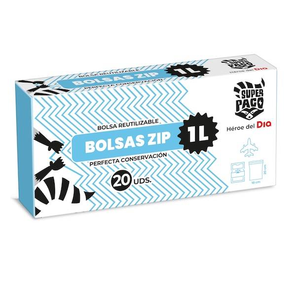 Bolsas de congelación zip 1 lt Super Paco caja 20 unidades