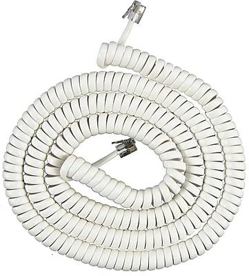 Power Gear 76122 25' Coiled Telephone Line Cord, White