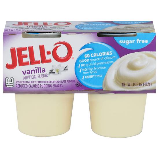 Jell-O Vanilla Flavor Sugar Free Pudding Snacks (4 ct)