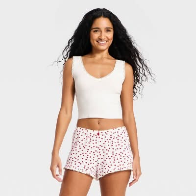 Wild Fable Ribbed Sleep Tank, Women, S, Cream