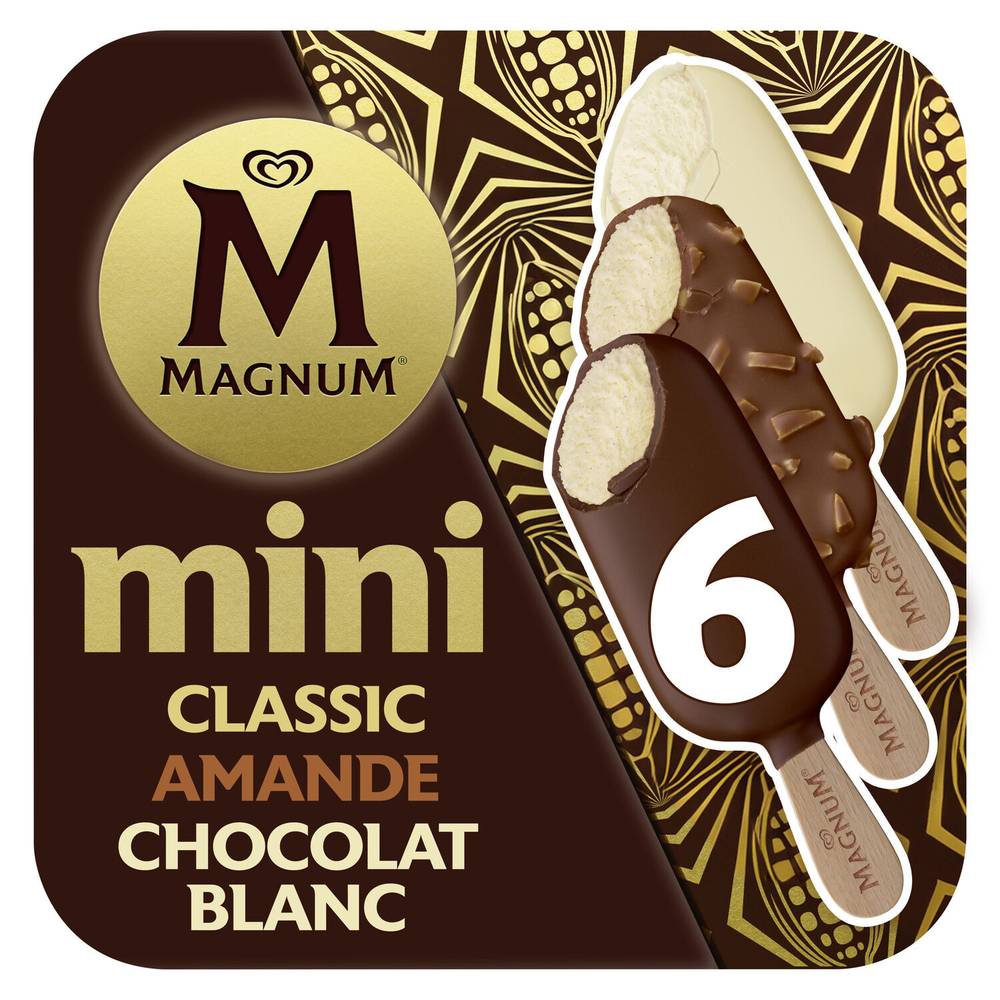 Magnum - Glace mini bâtonnet classic, amande - chocolat blanc (6)