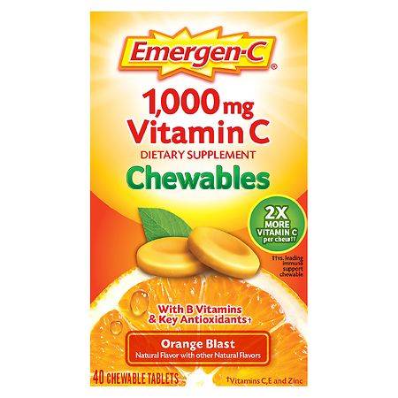 Emergen-C Immune Support Chewable Tablet with 1000 mg Vitamin C & B Vitamins Orange Blast - 40.0 ea