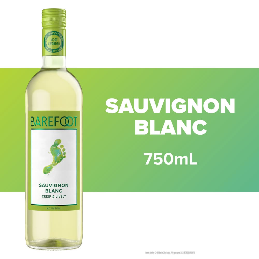 Barefoot Wine Sauvignon Blanc White Wine (750 ml)