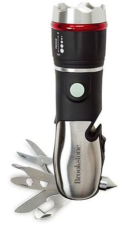 brookstone rechargeable flashlight COB Led Headlight Torch Featuring 4 UV LED lights to attract insects and an 800V stainless steel grid for instant elimination Brookstone, 4-in-1 Car Emergency Escape