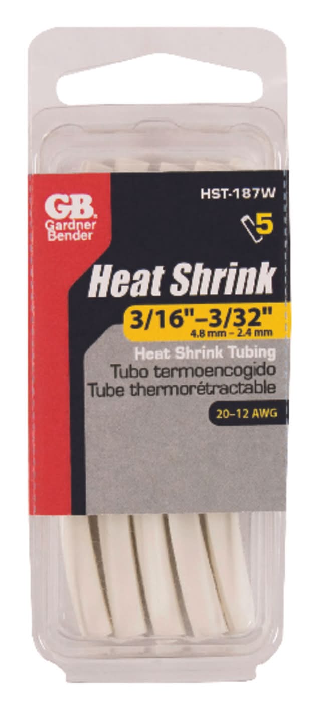 Gardner Bender 3/16 In. D Heat Shrink Tubing White 5 Pk