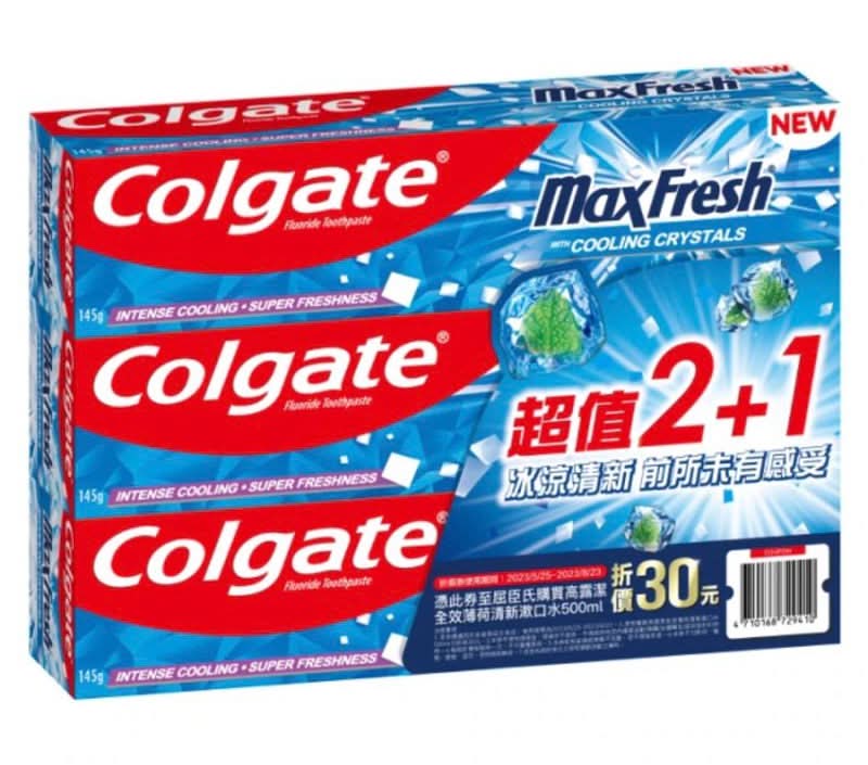 高露潔冰涼水晶薄荷牙膏145g(2+1)