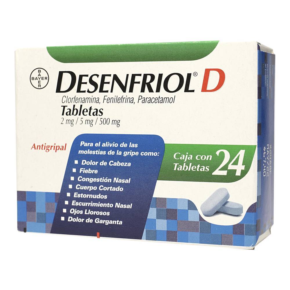 Bayer desenfriol d clorfenamina tableta 2 mg (24 piezas)