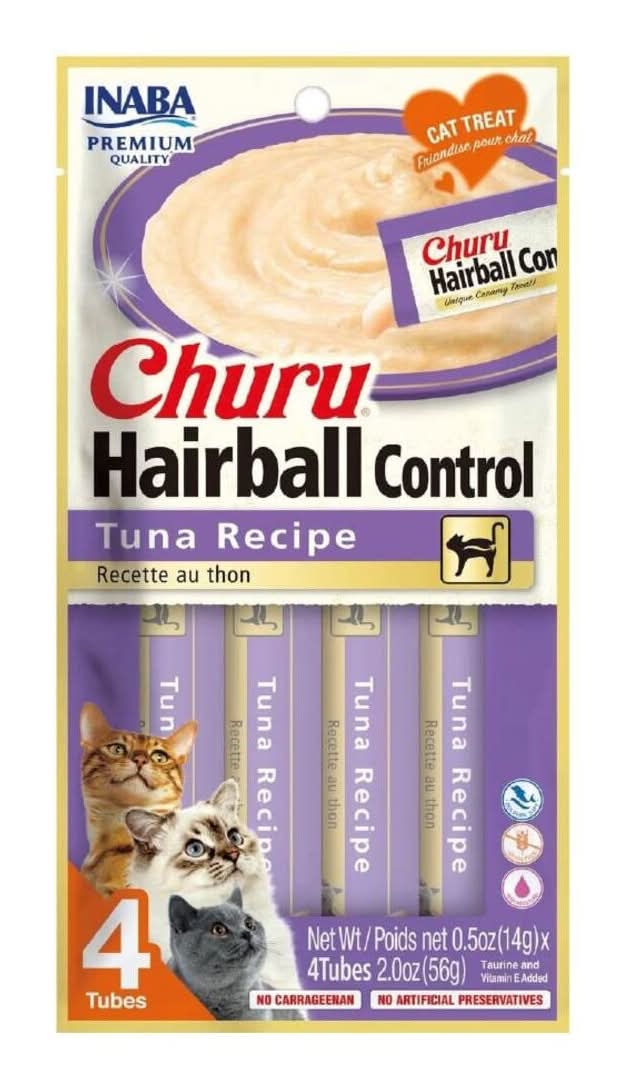 INABA · Churu hairball premio cremoso para gatos para todas las edades, atùn (4 x 14 g)