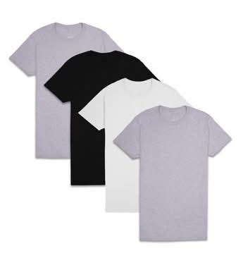 Fruit of the Loom Short Sleeve Crew T-Shirt, Men, L, Black-Grey-White (4 ct)