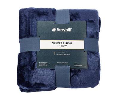 Broyhill Velvet Plush Throw, 50" x 60", Navy Blue