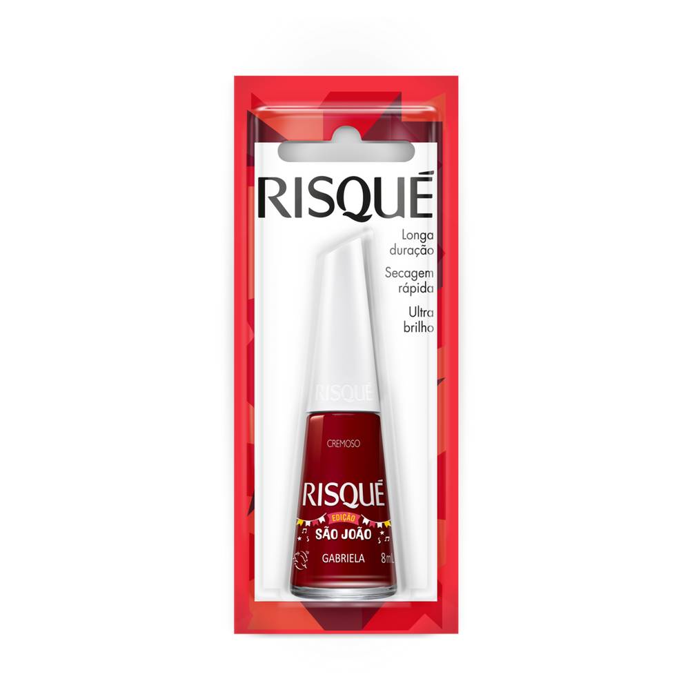 Risqué esmalte cremoso hipoalergênico vermelho gabriela (8 ml)