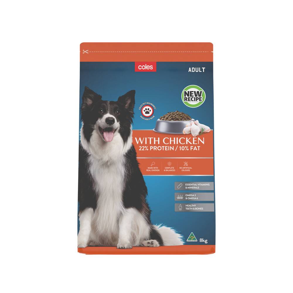Coles Adult Dry Dog Food With Chicken 8kg