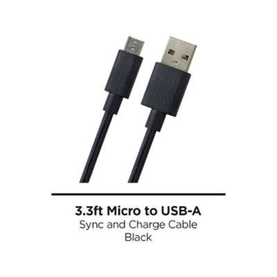 Micro Sync Charge Cable Black 3 Feet - Ea