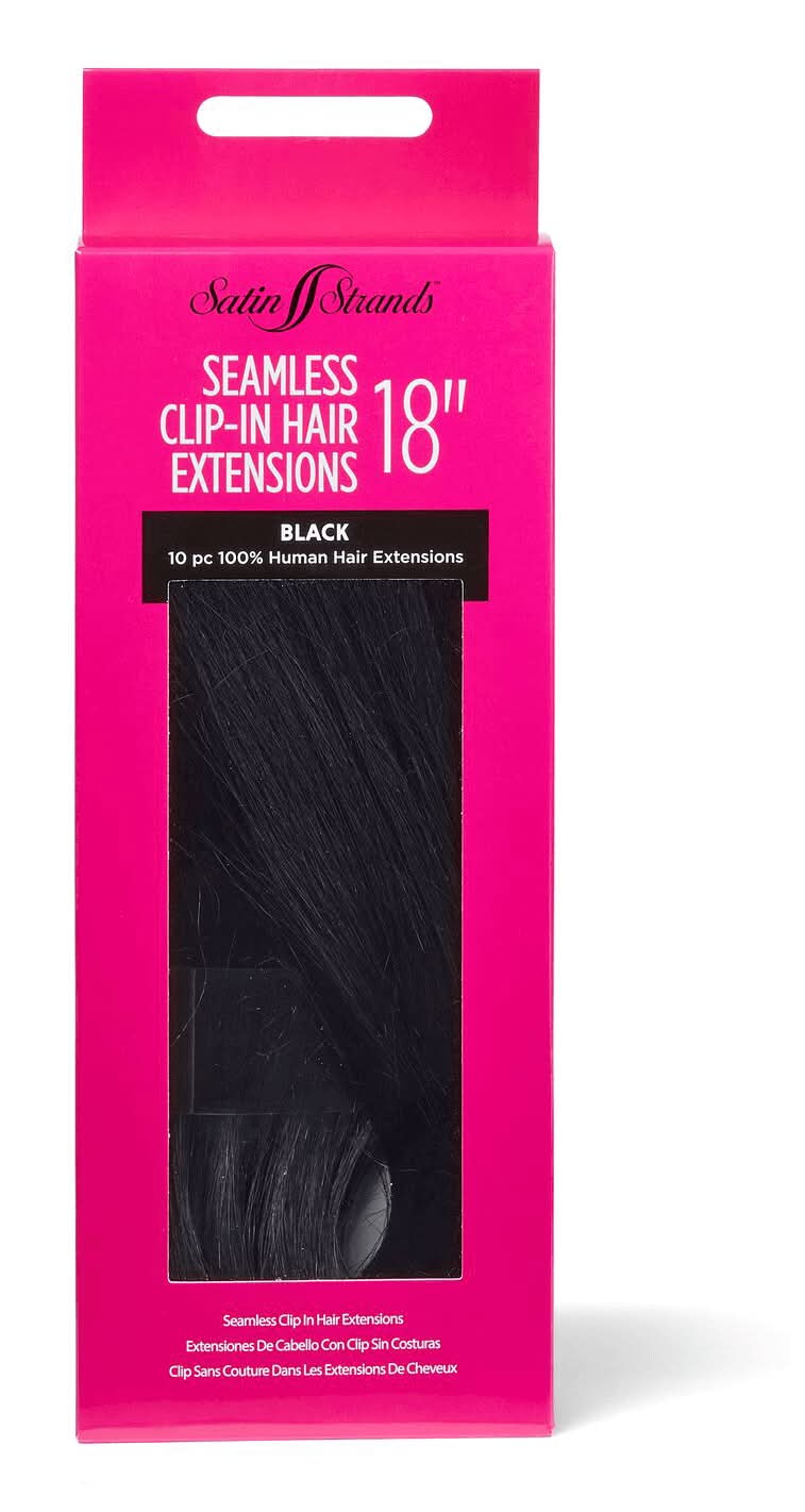 Satin Strands Seamless Clip in Hair Extensions, 18 in, Black (10 ct)
