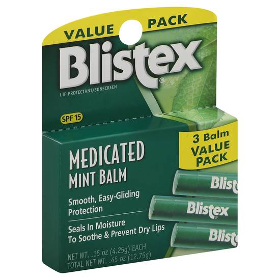 Blistex Lip Protectant/Sunscreen Medicated Mint Balm Spf 15 ( 3 ct )