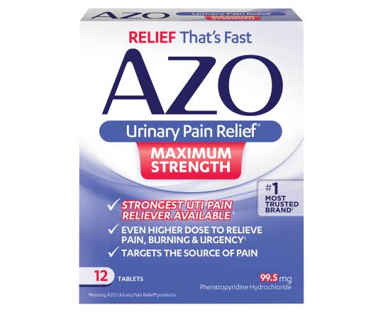 Azo Maximum Strength Urinary Pain Relief Tablets (12 ct)