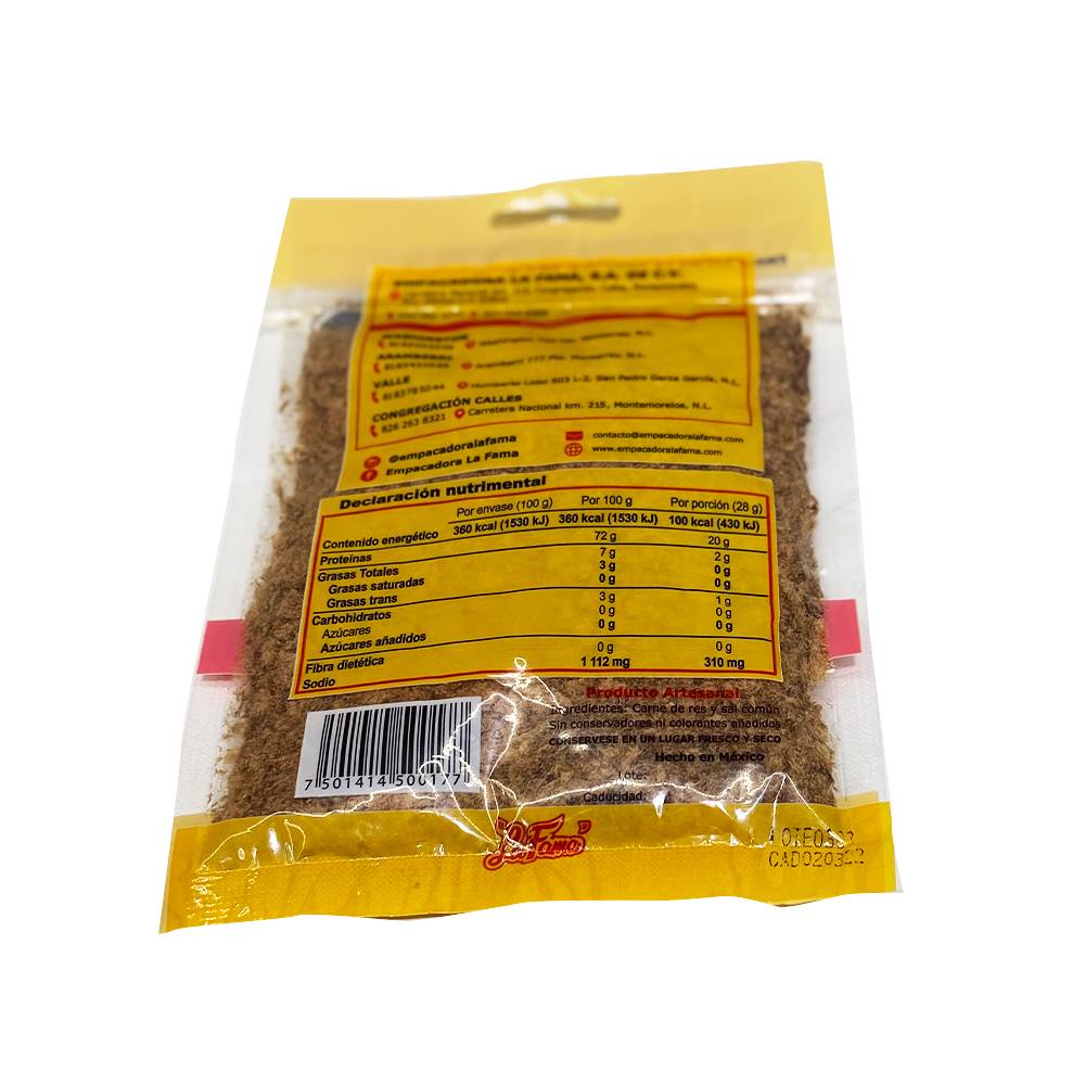 La fama carne seca deshebrada (bolsa 100 g)