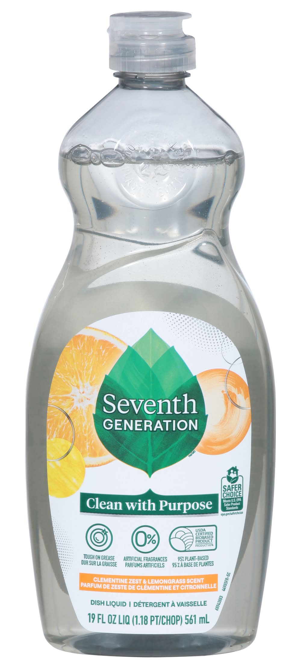 Seventh Generation Clementine Zest & Lemongrass Dish Liquid (19 fl oz)