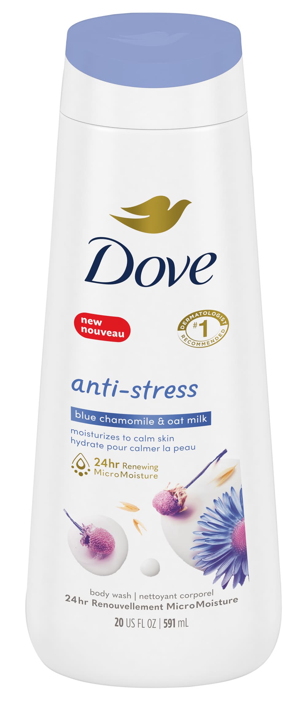 Dove Anti Stress Body Wash, Blue Chamomile-Oat Milk (20 fl oz)
