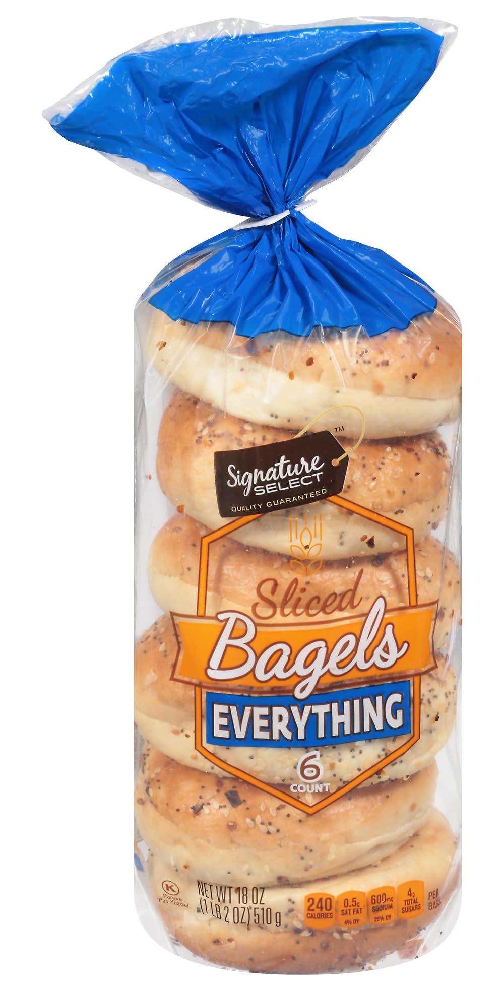 Signature Select Sliced Bagels Everything (18 oz, 6 ct)