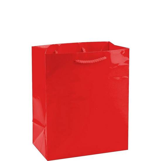 Medium Glossy Red Gift Bag, 7.75in x 9.5inA