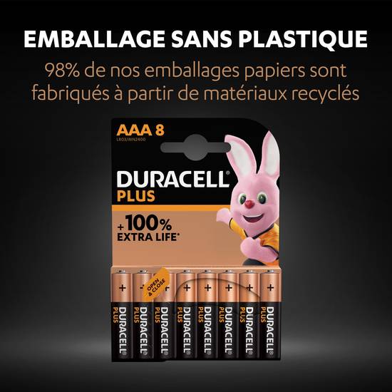 Duracell - Piles alcalines aaa plus 1.5v lr03 mn2400 (8 pièces)