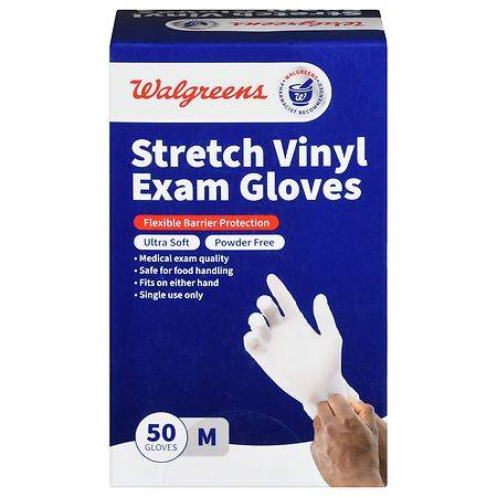Walgreens Vinyl Exam Powder Free Gloves Medium (50 ct)
