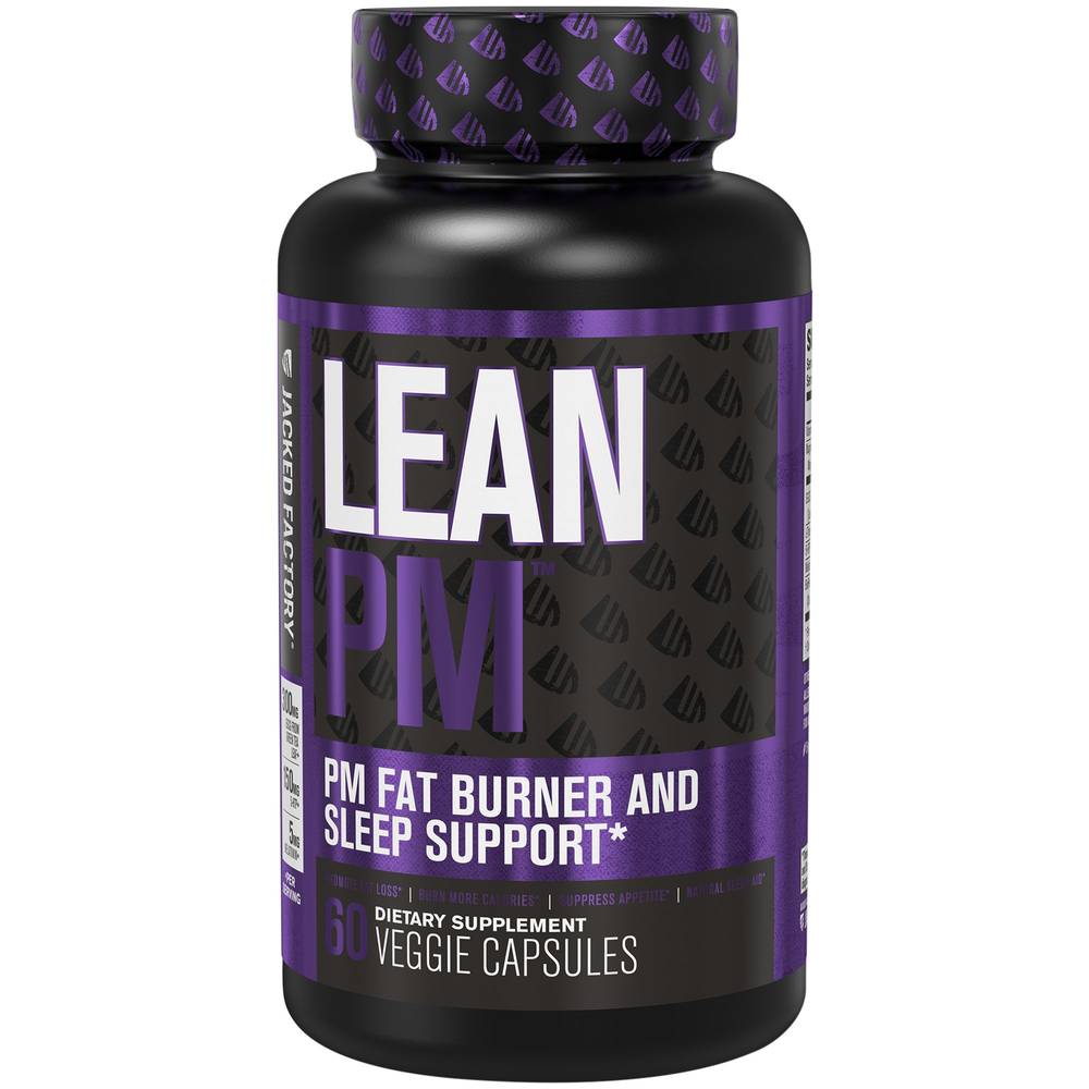 Jacked Factory Lean Pm Fat Burner and Sleep Support Veggie Capsules (60 ct)