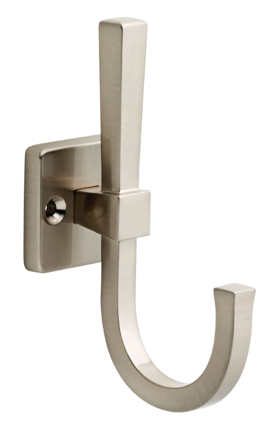 allen + roth 1 -Hook 3.0315-in x 4.6063-in H Satin Nickel Decorative Wall Hook ( 25-lb Capacity)