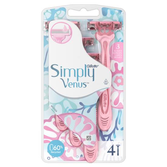 Gillette Venus Simply 3 Disposable Razors, pack Of 4