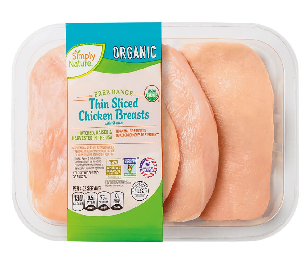 Simply Nature Fresh Organic Thin Sliced Chicken Breast Fillets
