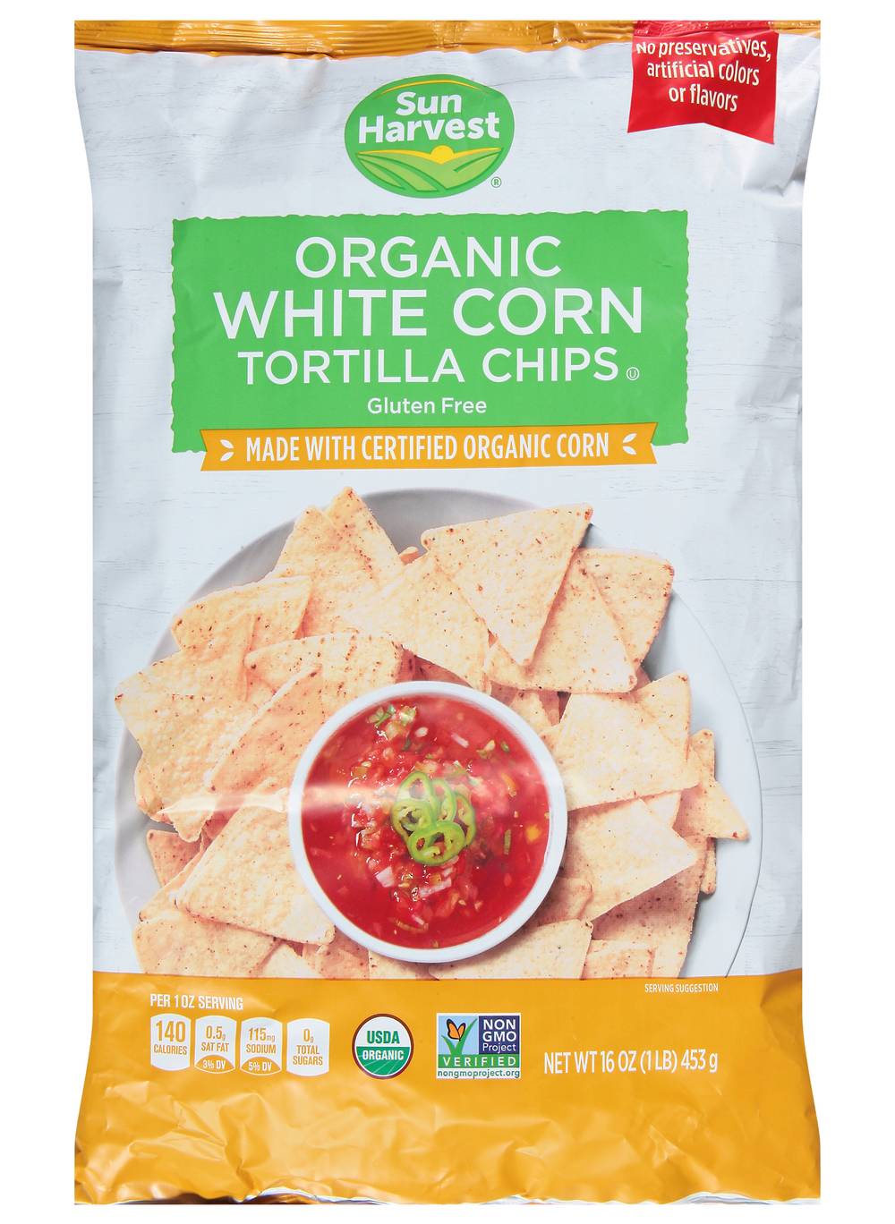 Sun Harvest Organic White Corn Tortilla Chips (16 oz)