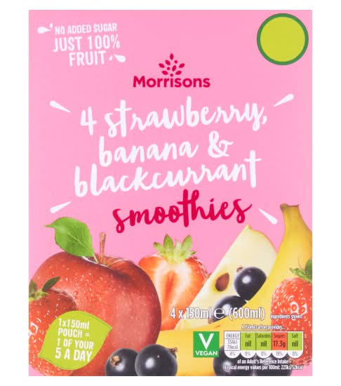 Morrisons Strawberry Banana & Blackcurrant Smoothies (4 x 150ml)
