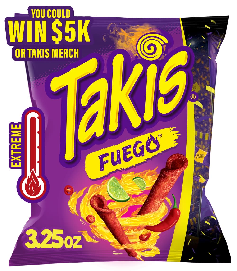 Takis Fuego Extreme Rolled Tortilla Chips, Hot Chili Pepper & Lime (3.25 oz)