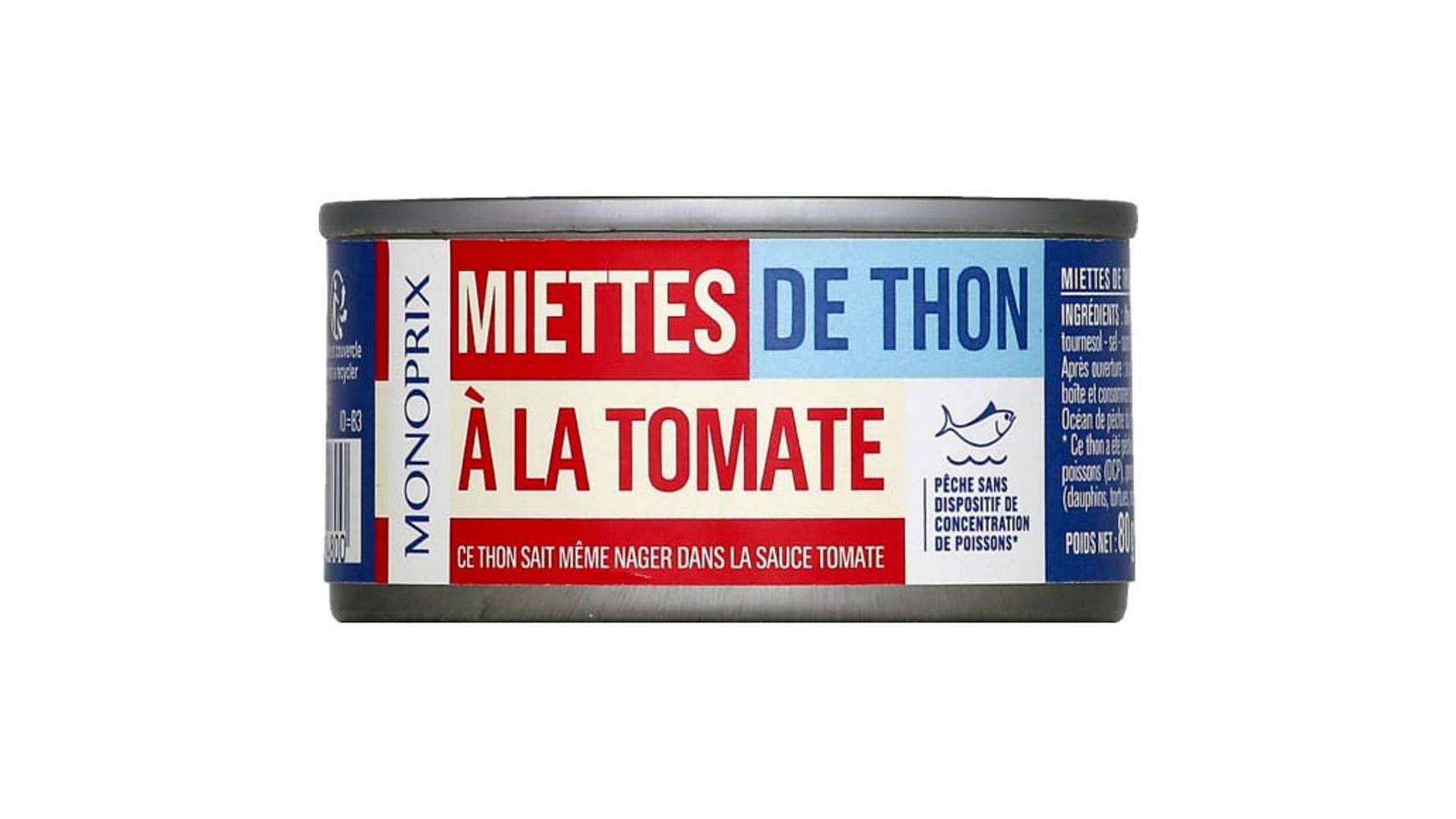 Monoprix Miettes de thon à la tomate La boîte de 52 g net égoutté