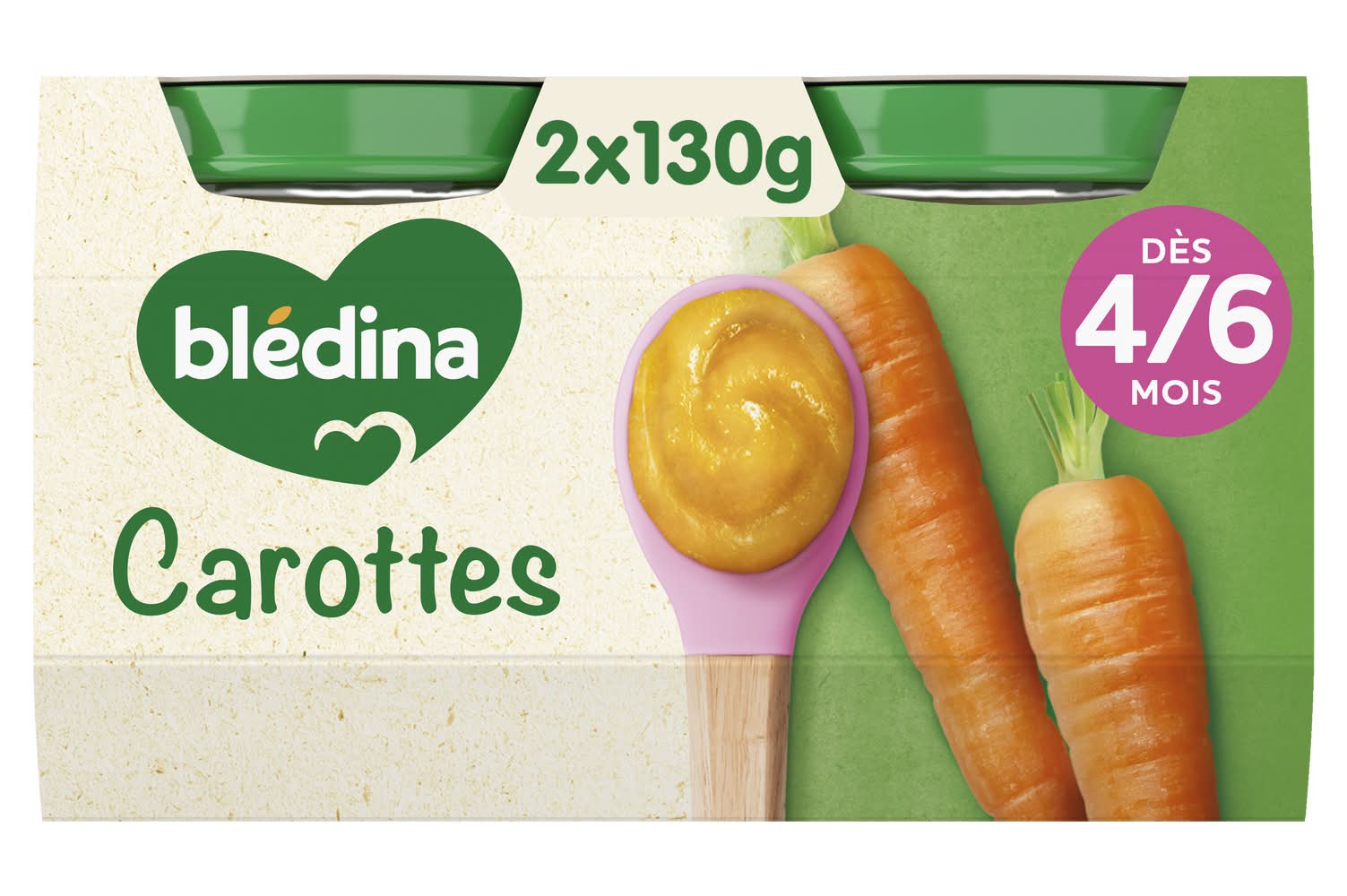 Blédina - Petit pot de purée de carottes adapté aux bébés de 4 à 6 mois (260g)