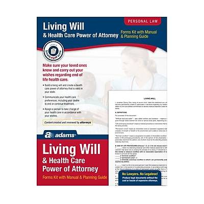 Adams Living Will & Health Care POA Forms and Instructions Kit, 11.69 x 8.88 (ABF K306)