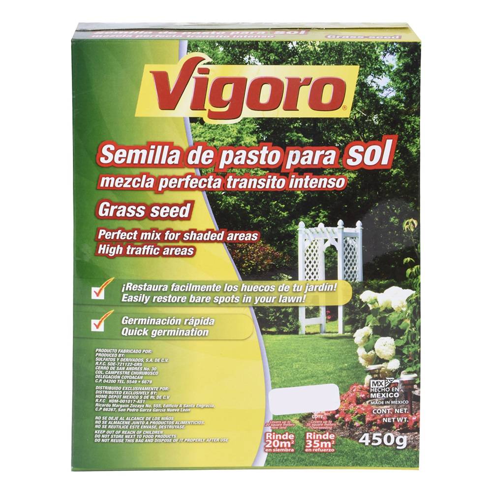 Vigorol semilla de pasto para sol (caja 450 g)