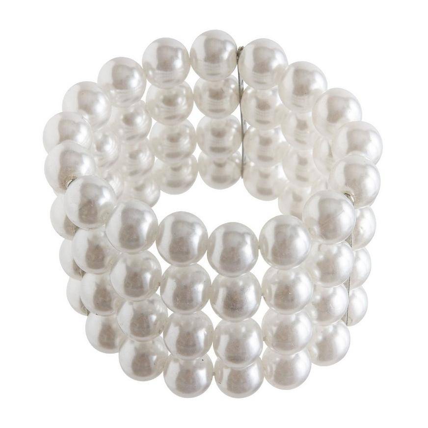 Party City Multi Strand Faux Pearl Bracelet, White