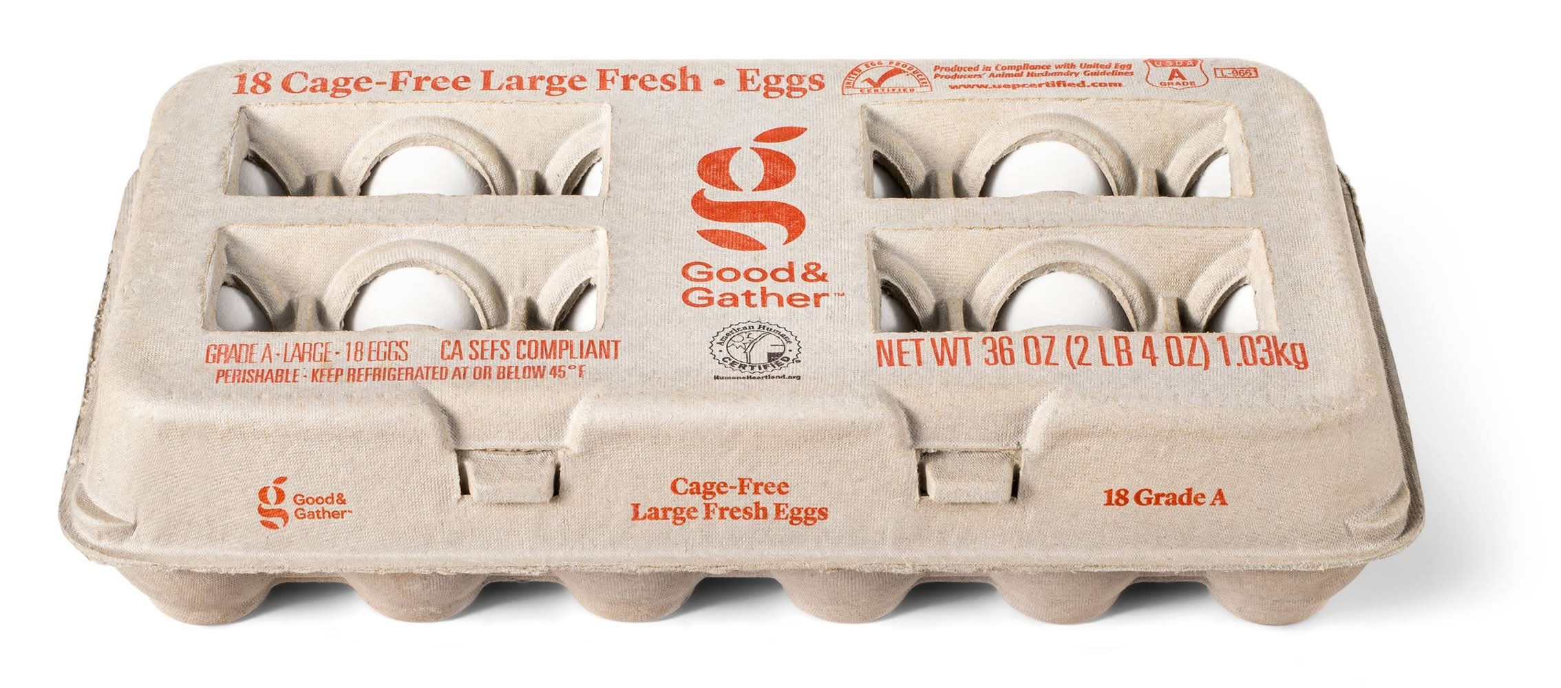 Good & Gather Cage Free White Fresh Eggs, L (36 oz, 18 ct)