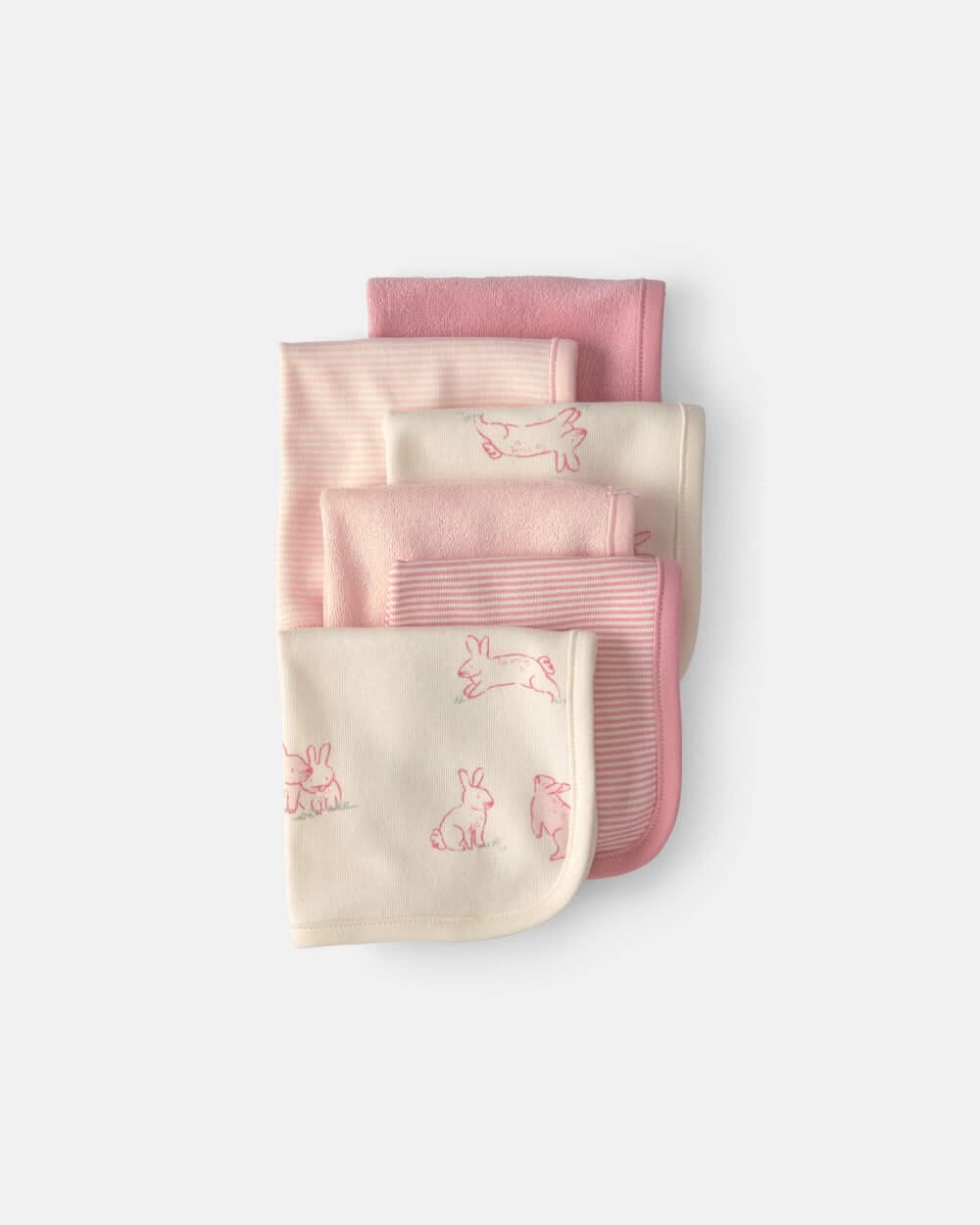 Baby Girl 6-Pack Bunny Terry Washcloths - Pink - One Size